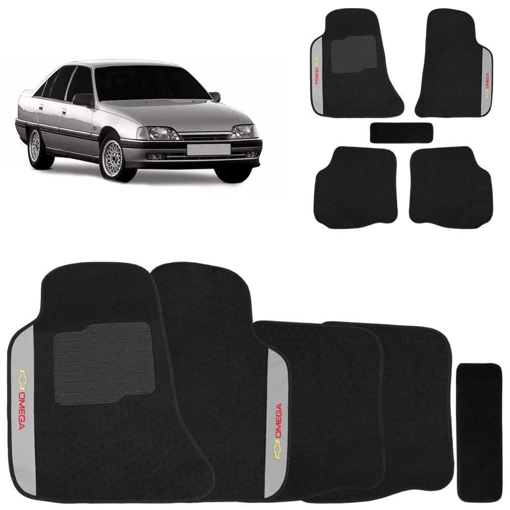 Jogo De Tapete Carpete Omega 1993 a 1998 Preto 5 Peças