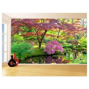 Papel De Parede Jardim Rio Flores Lago Árvores 3,5M Jjp52