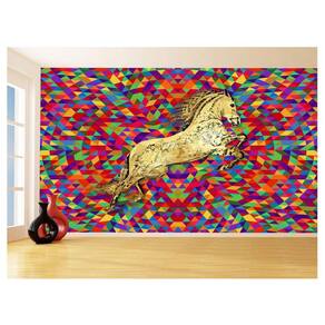 Papel De Parede 3D Animais Pop Art Cavalo Cores 3,5M Pxa302