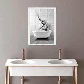 Quadro Banheiro Coleção Animais - Elefante 24X18Cm - Vidro