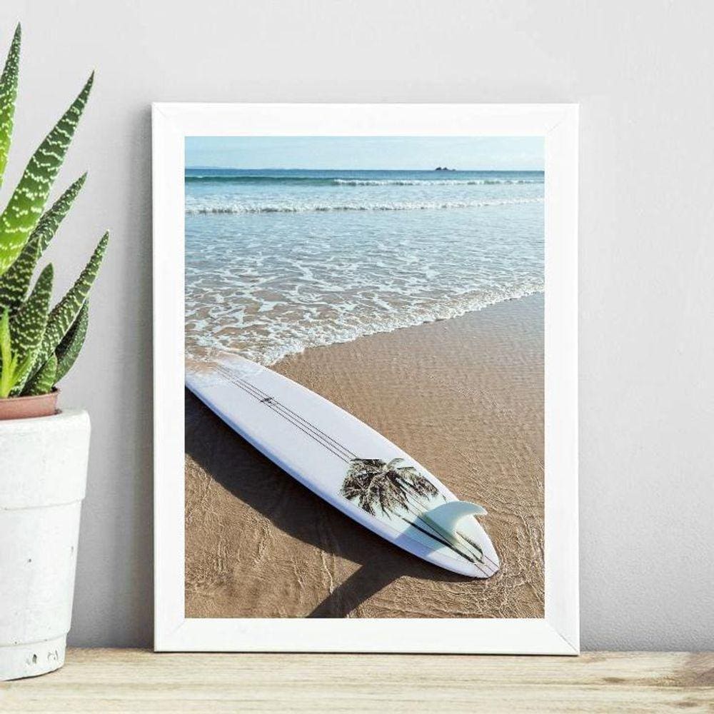 Quadro Coleção Praia Surf - Prancha 45X34Cm - Com Vidro