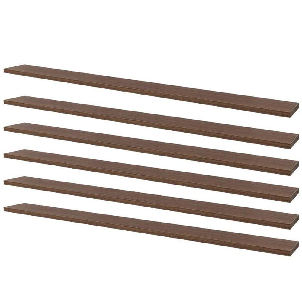 Kit 6 Prateleiras 90 x 10cm Nogal Suporte Invisível