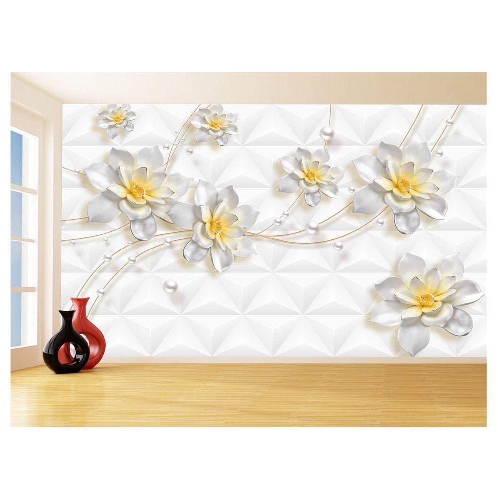 Papel De Parede 3D Floral Textura Sala Flores 3,5M Xfl276