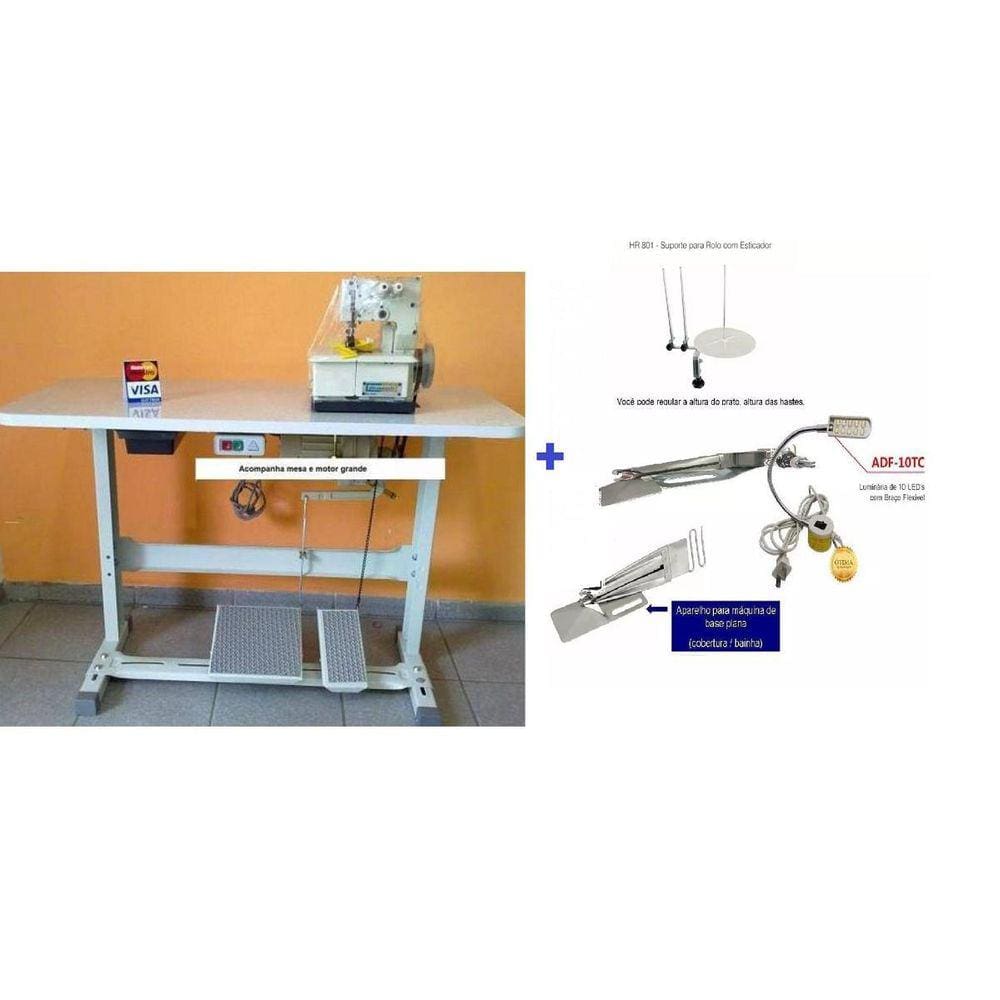 Galoneira Semi Industrial 2 Agulhas,3 Fios-Bracob+Acessórios