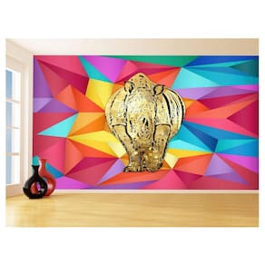 Papel De Parede 3D Animais Pop Art Rinoceronte 3,5M Pxa509
