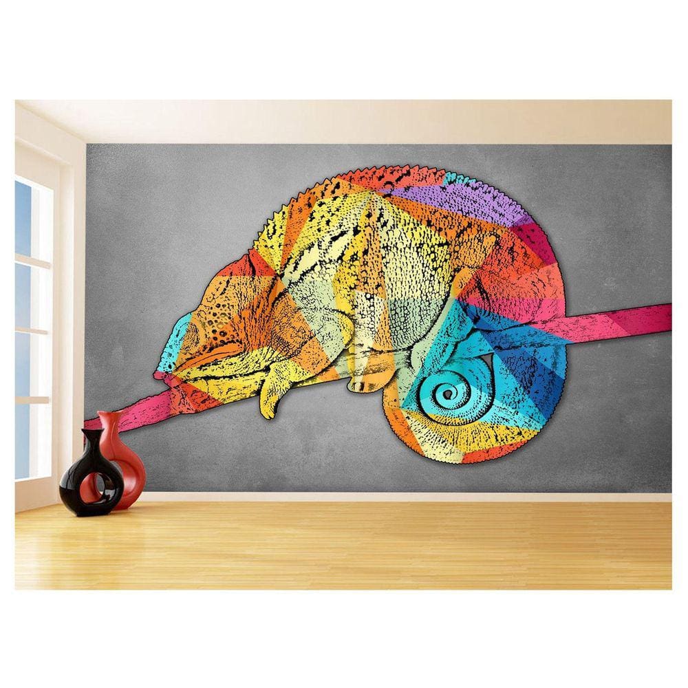 Papel De Parede 3D Animais Pop Art Camaleão Pet 3,5M Pxa17