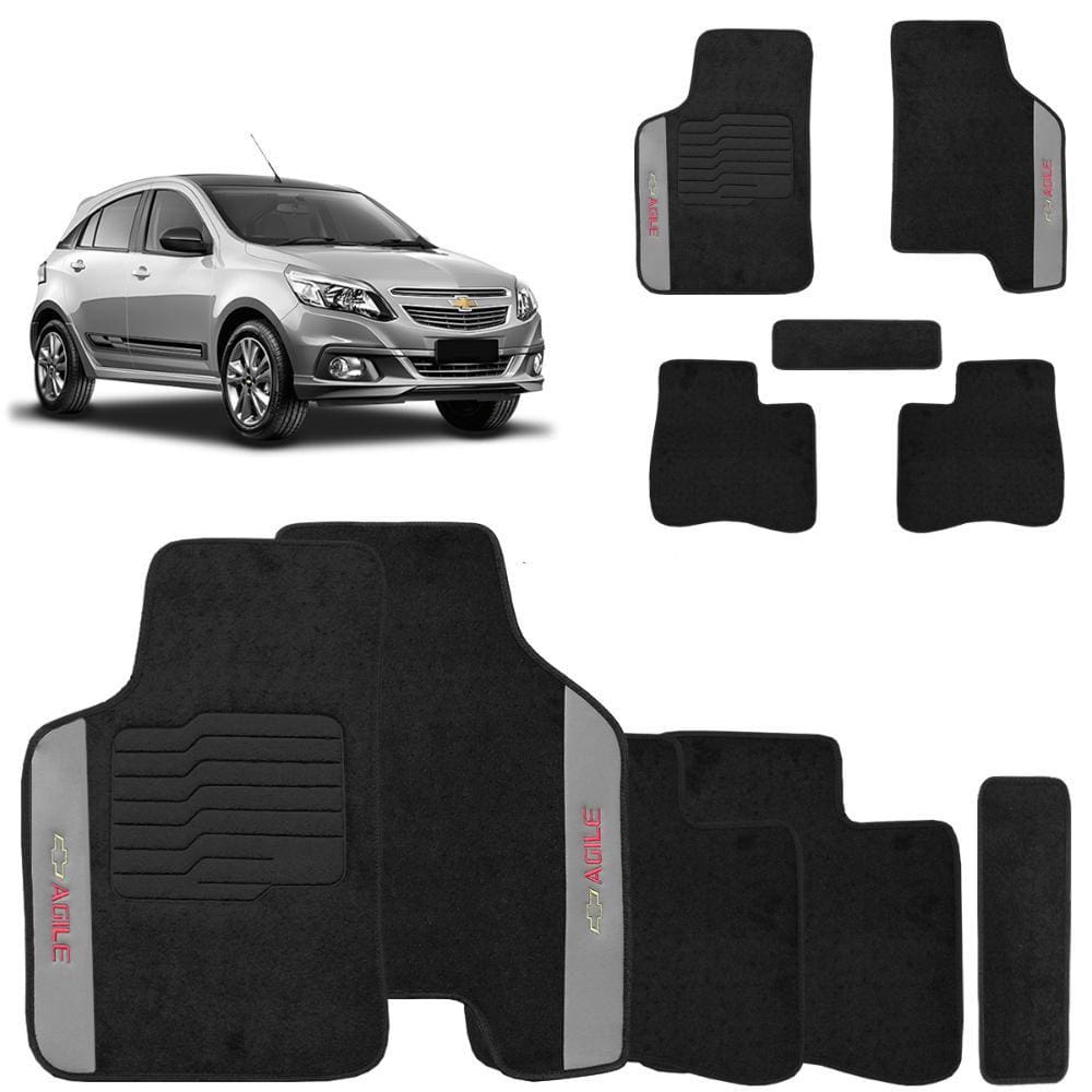 Jogo de Tapetes Carpete Agile 2009 a 2014 Preto 5 Peças