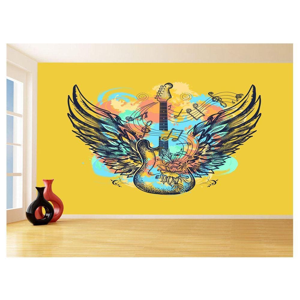 Papel De Parede Musica Guitarra Arte Graffiti 3,5M Mus110