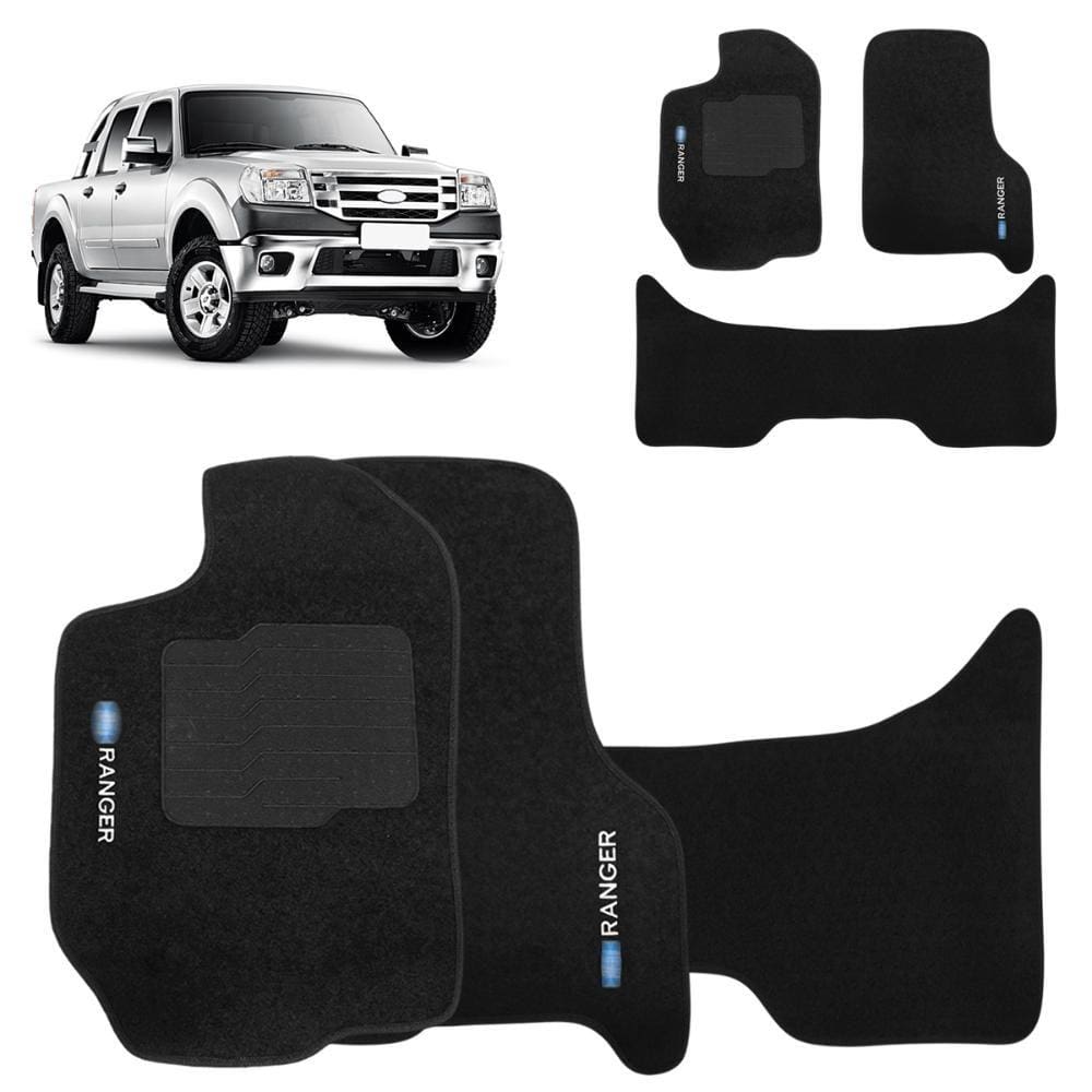 Jogo de Tapete Carpete Ranger 1998 a 2012 Preto 3 Peças