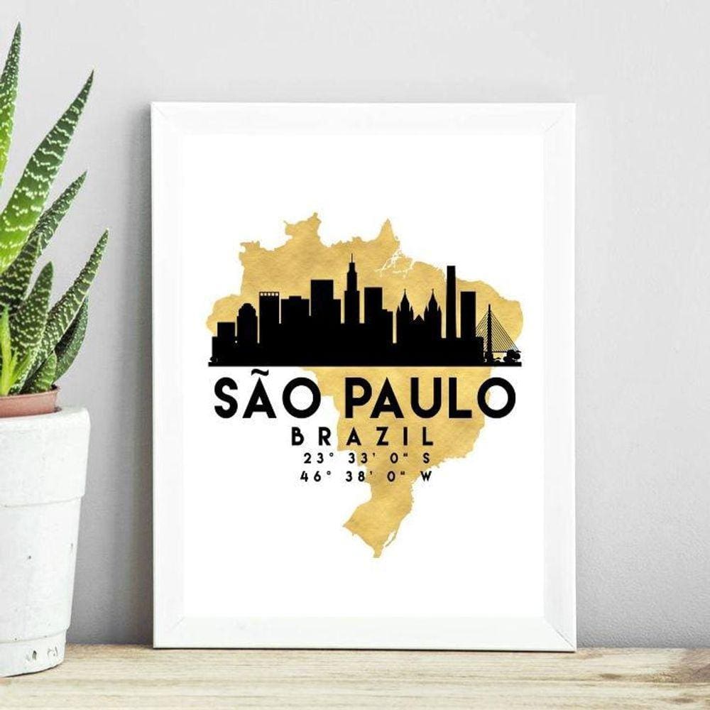 Quadro São Paulo Brazil - Escala 33X24Cm
