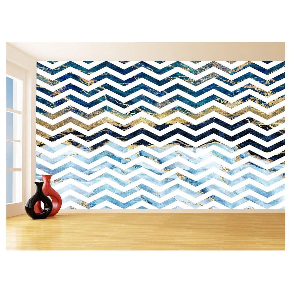 Papel De Parede 3D Sala Chevron Zig Zag Listras 3,5M Zig105