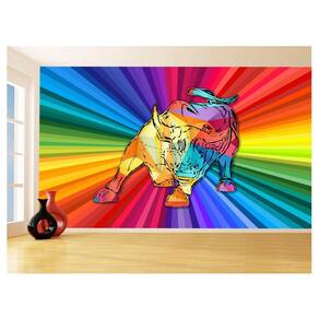 Papel De Parede 3D Animais Pop Art Touro Bull 3,5M Pxa185