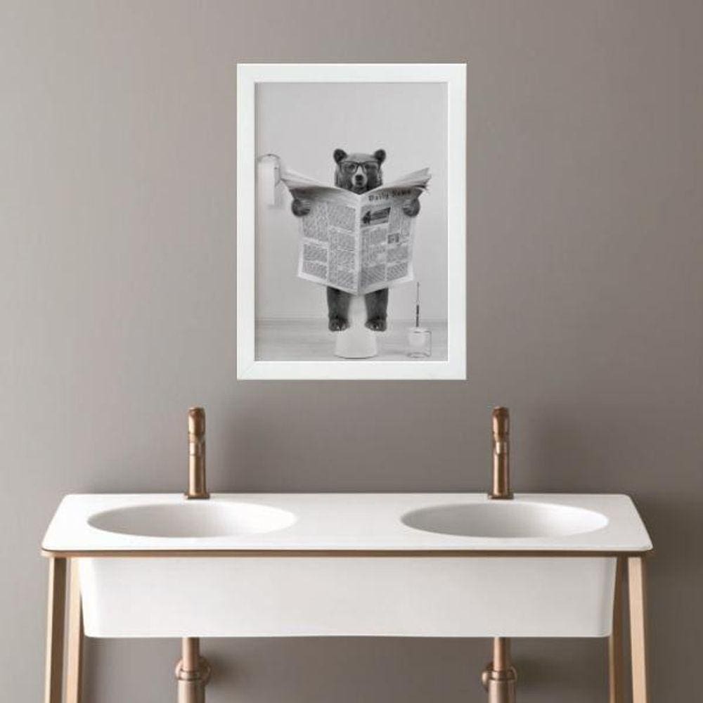 Quadro Banheiro Coleção Animais - Urso 24X18Cm