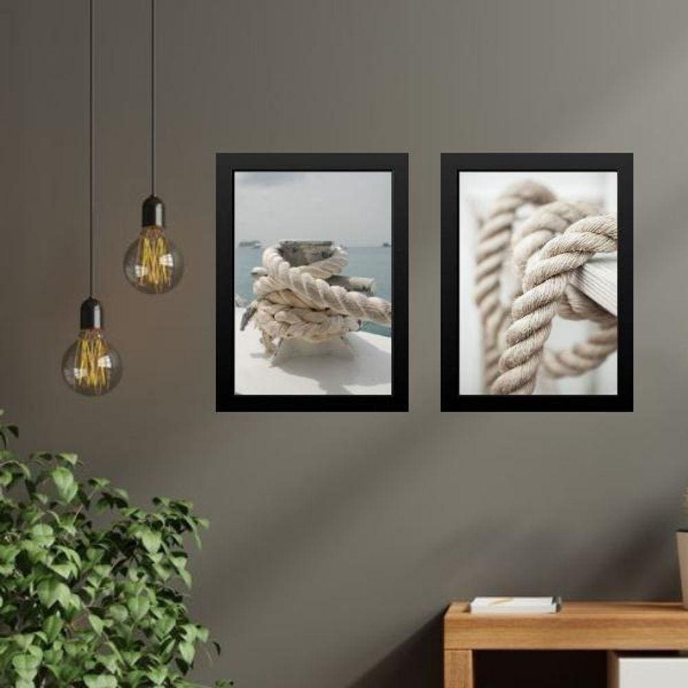 Kit 2 Quadros Coleção Praia Soft - Cordas 45X34Cm