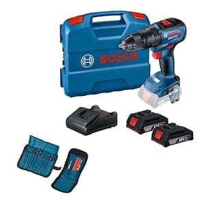 Parafusadeira 13Mm 18V Bosch Gsb 18V-50 + 2Bat 2Ah + 23Pçs