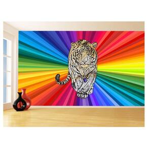 Papel De Parede 3D Animais Pop Art Tigre Felino 3,5M Pxa129