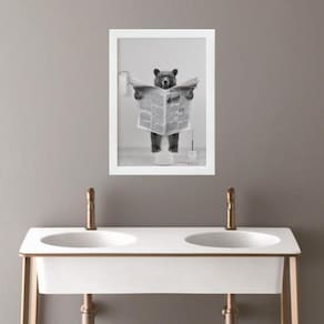 Quadro Banheiro Coleção Animais - Urso 24X18Cm