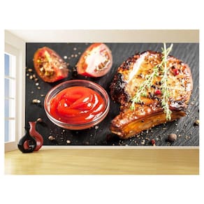 Papel De Parede Alimentos Carne Churrasco Bife 3,5M Al297