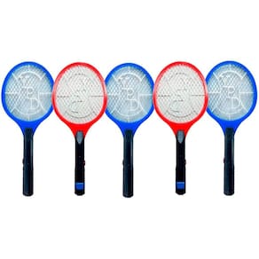 Raquete Eletrica Recarregável Mosca Pernilongo Led Kit Com 5