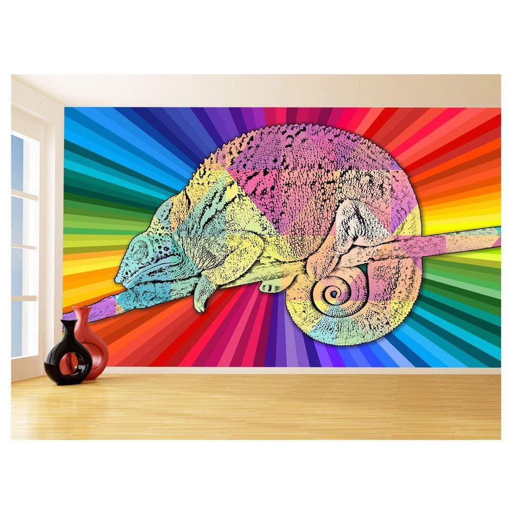 Papel De Parede 3D Animais Pop Art Camaleão Pet 3,5M Pxa11