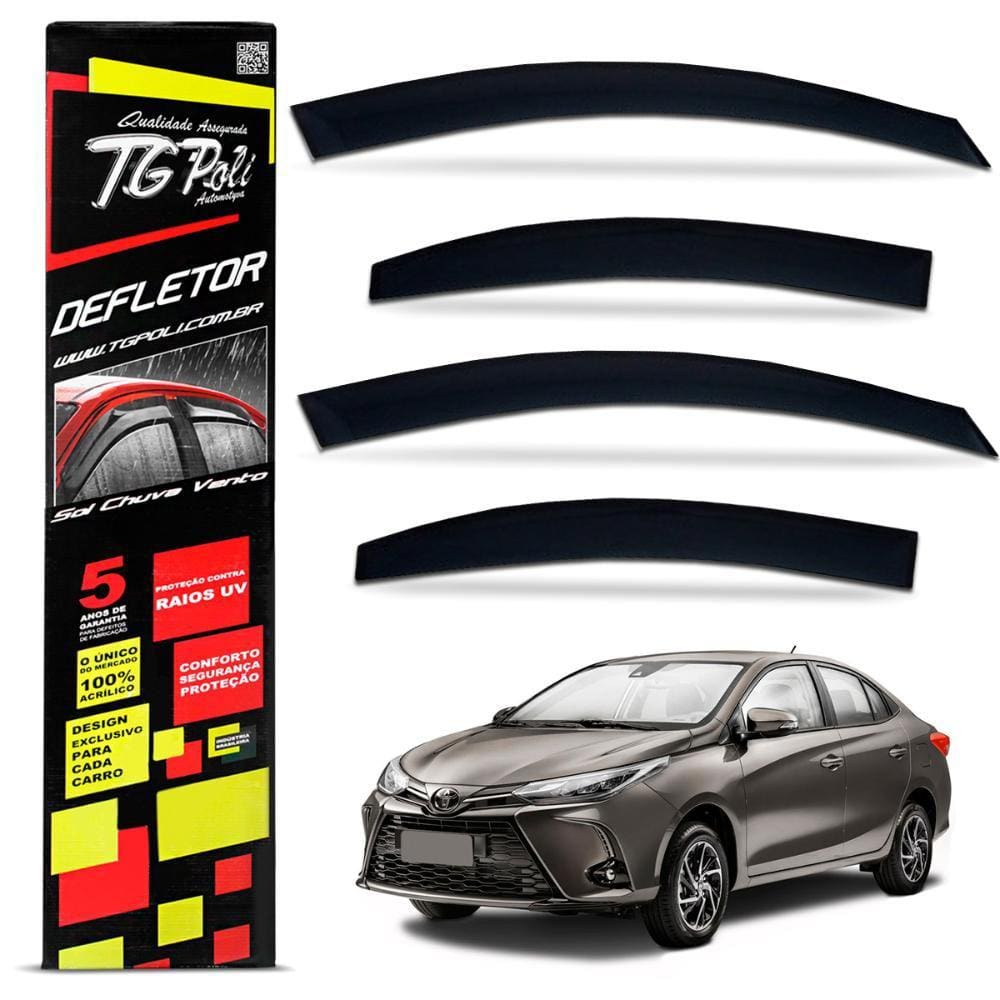 Calha Chuva Yaris Sedan 2018 a 2023 Fume Acrílico Tgpoli