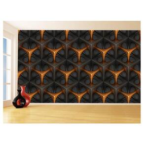Papel De Parede 3D Textura Geométrico Laranja 3,5M Txt80