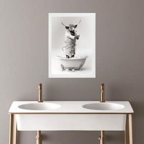 Quadro Banheiro Coleção Animais - Boi 33X24Cm