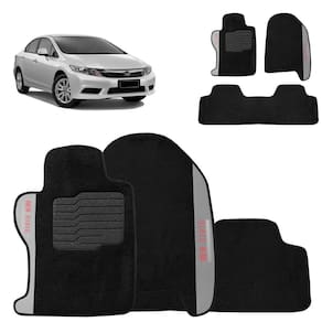 Jogo de Tapete Carpete New Civic 2007 a 2013 Preto 3 Peças