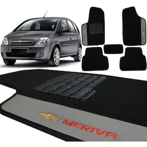 Jogo Tapetes Carpete Meriva 2002 2012 Pto Bordado 5 Peças