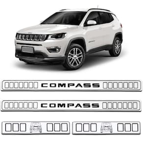 Jogo Soleira Porta Jeep Compass 2012 a 2023 Resinada Branco