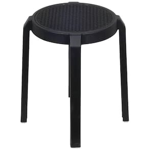 Banqueta Baixa Fitz em Polipropileno Preto Assento Simulando Rattan Preto