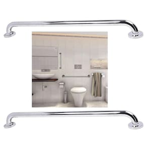 Barra Alça Apoio 60 Cm Inox Suporte Anti Queda Kit 2 Uni Acessibilidade Gestante Idoso PCD Box Banheiro Casa Corrimao Segurança