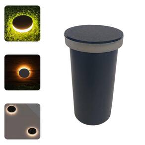 4 Luminárias Balizadores Spot Redondos Led SMD Em PVC De 3W Luz Branco Quente De Embutir Em Chão Solo Gramado Jardim