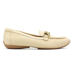 Mocassim Usaflex Feminino Couro Enfeite Corrente Casual AL3303