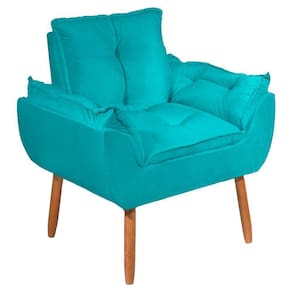 Poltrona Cadeira Decorativa Opala Suede Azul Turquesa Sala De Estar - Wd Decor