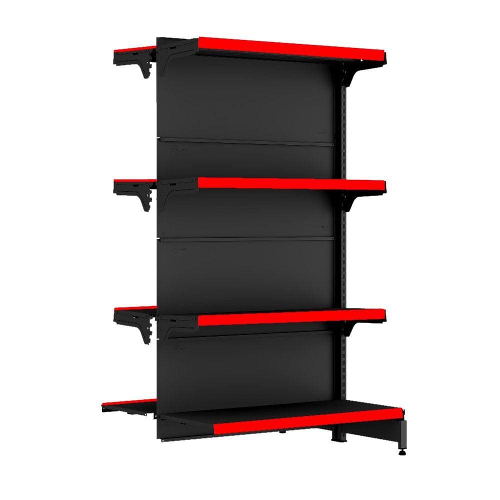 Gondola Centro 137 FIT Continuação Preto 8 Bandeja Pe Vermel