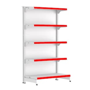 Gondola Ponta 170 FIT Branco 5 Bandeja Pe Vermelho