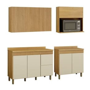Cozinha Completa com 2 Armários Aéreos e 2 Balcões Dakota Cinamomo/Off White