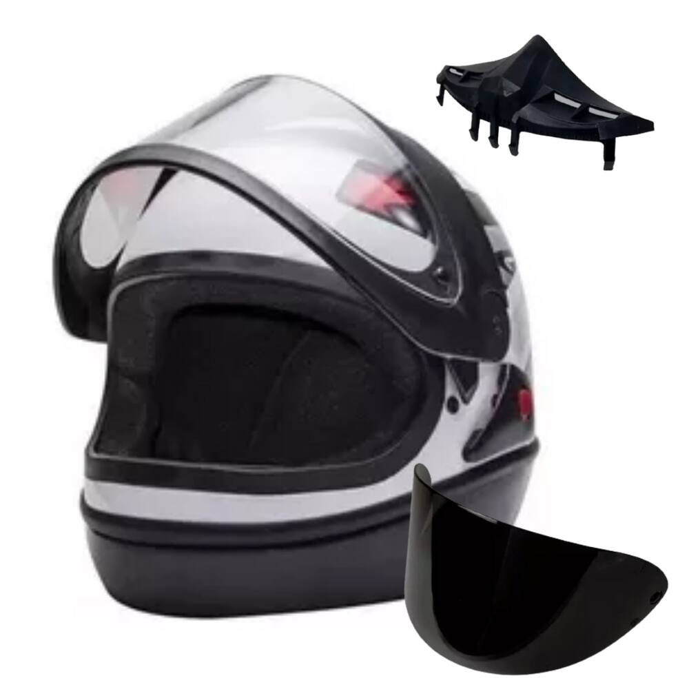Capacete San Marino Branco Grafic Mais Narigueira Big Viseira Extra