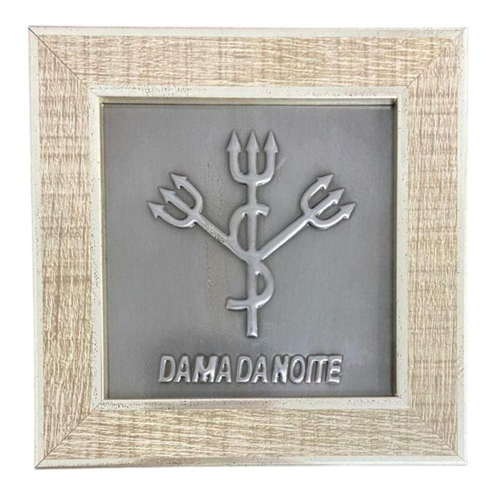 Quadro Dama Da Noite Madeira Carvalho E Metal 13 X13 Cm