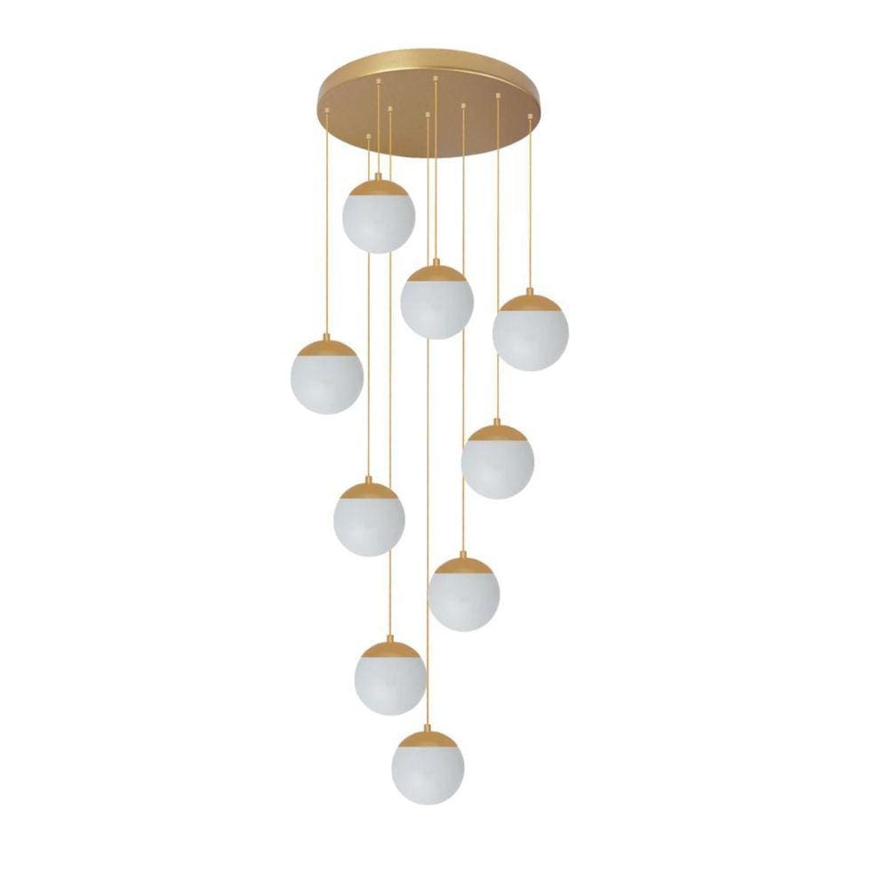 Pendente Moderno Dourado 50Cm Pé Direito Alto Sala Escada Vi