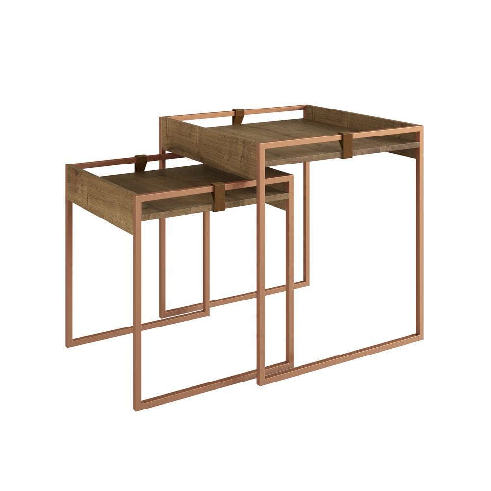 Conjunto Mesa Lateral Columbia - Marrom