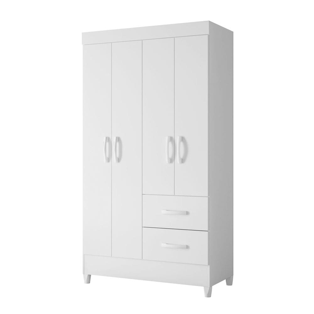 Guarda Roupa Mobi 4 Portas Biflex Branco Fosco Liso/Rosa Matte - Albatroz Móveis