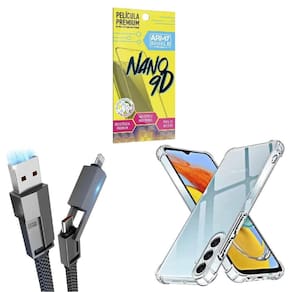 Capa Antishock Galaxy A15 + Cabo Tipo-C 4 Em 1 + Pelicula