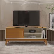 Rack para Tv Até 55 Polegadas 1 Porta com Puxador em Madeira Maciça Nero 136cm Retrô