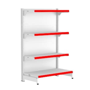 Gondola Ponta 137 FIT Branco 4 Bandeja Pe Vermelho