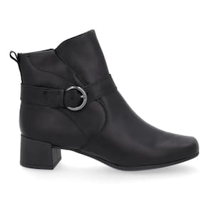 Bota Usaflex Feminina Em Couro Salto Bloco Cano Curto Fivela AL1102