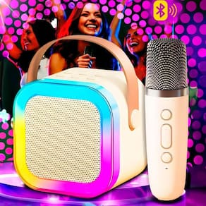 Caixa Som Karaokê Caixinha Infantil Bluetooth Microfone Sem
