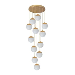 Pendente Moderno Dourado 60Cm Pé Direito Alto Sala Escada Vi