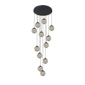 Pendente Moderno Preto 60Cm Pé Direito Alto Sala Escada Vidr